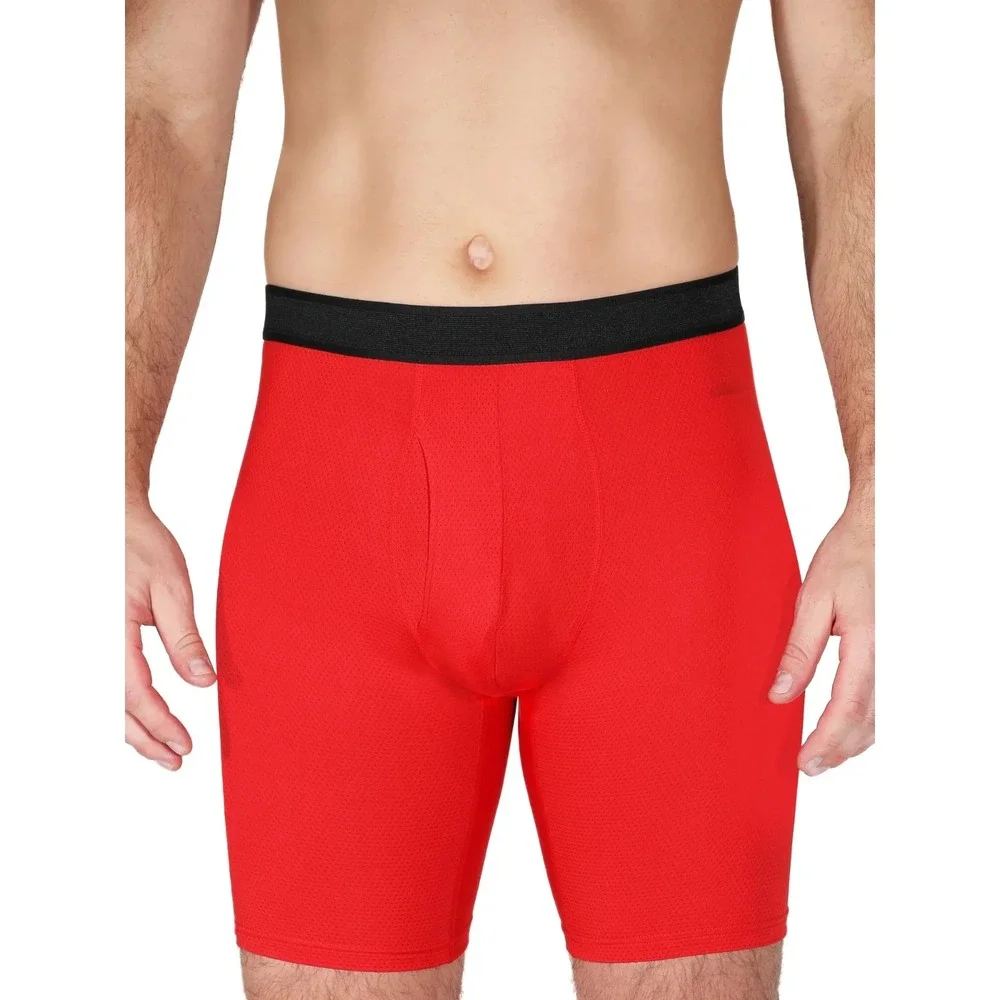 Athletic Works Men's Long Leg Quick Dry Performance Stretch Boxer Briefs, 6 Pack